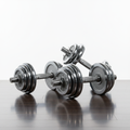 Adjustable dumbbell set with chrome finish on white background