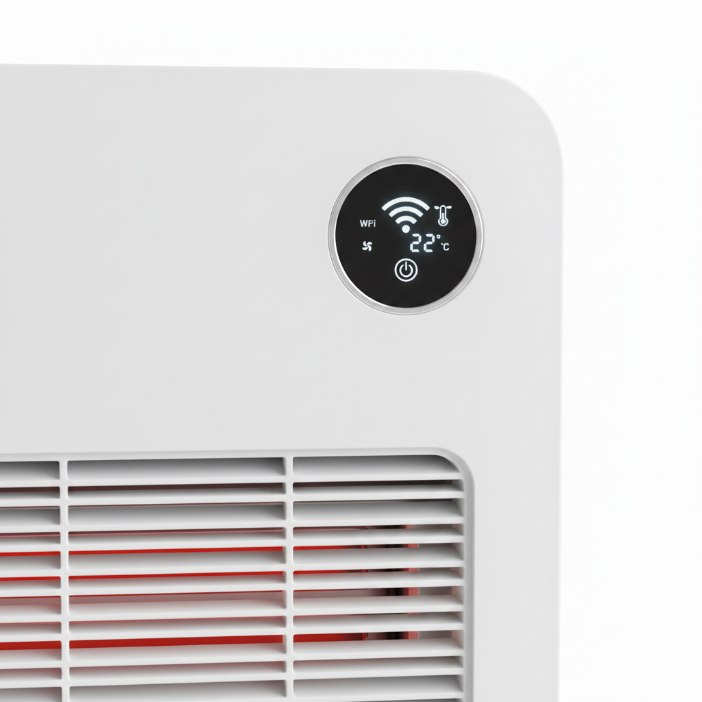 Close up of smart radiator control panel and heating element